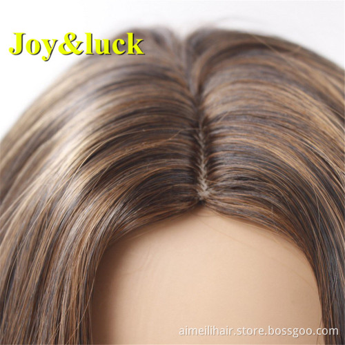24inch Long Wave Wig Ombre Brown Synthetic Wigs for Women Wave Hair Wig Cosplay or Party African Black Hair Style